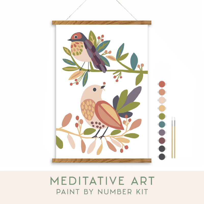 Birds in Balance Paint by Number Kit + Magnetic Frame