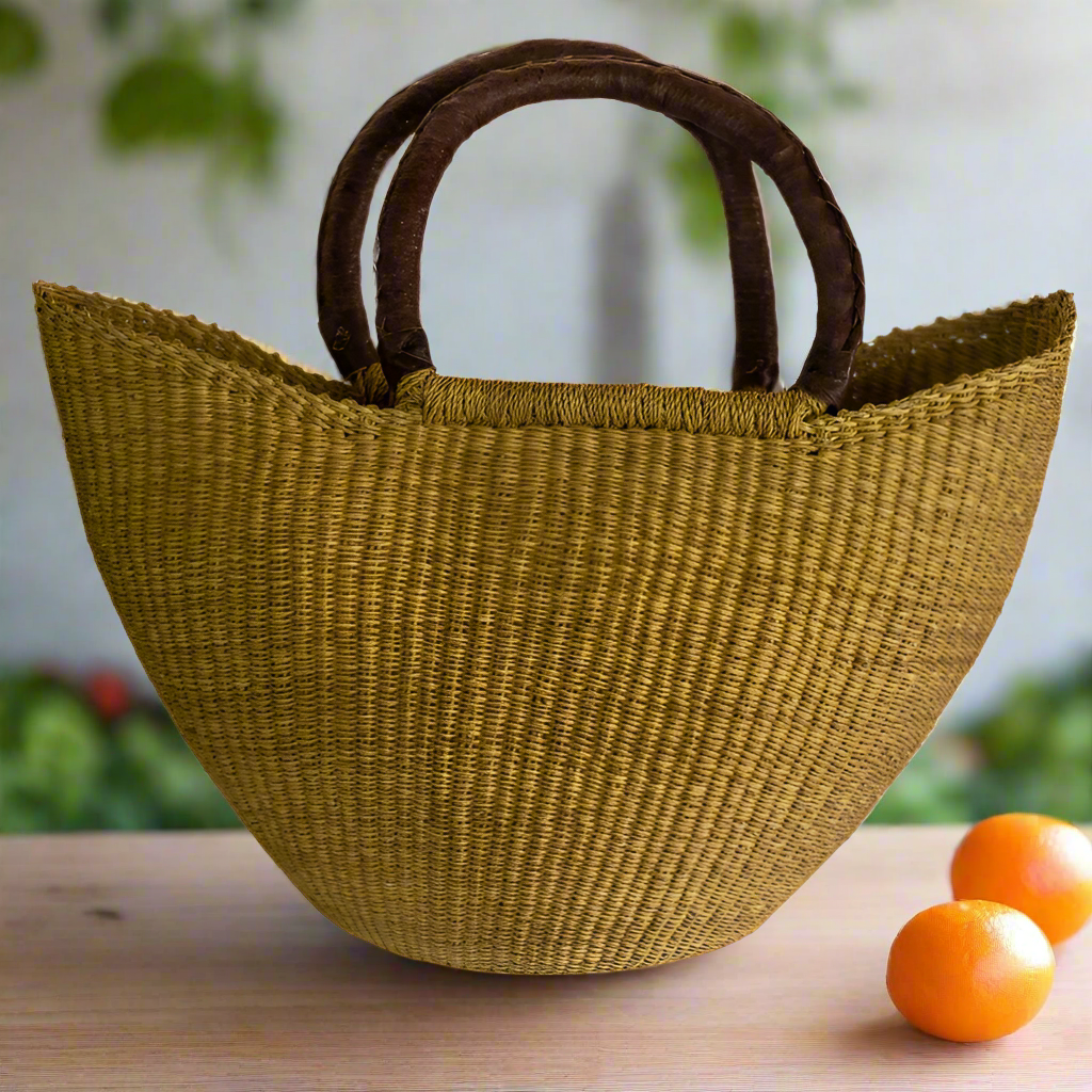 Handwoven Bolga Shopper Basket from Ghana