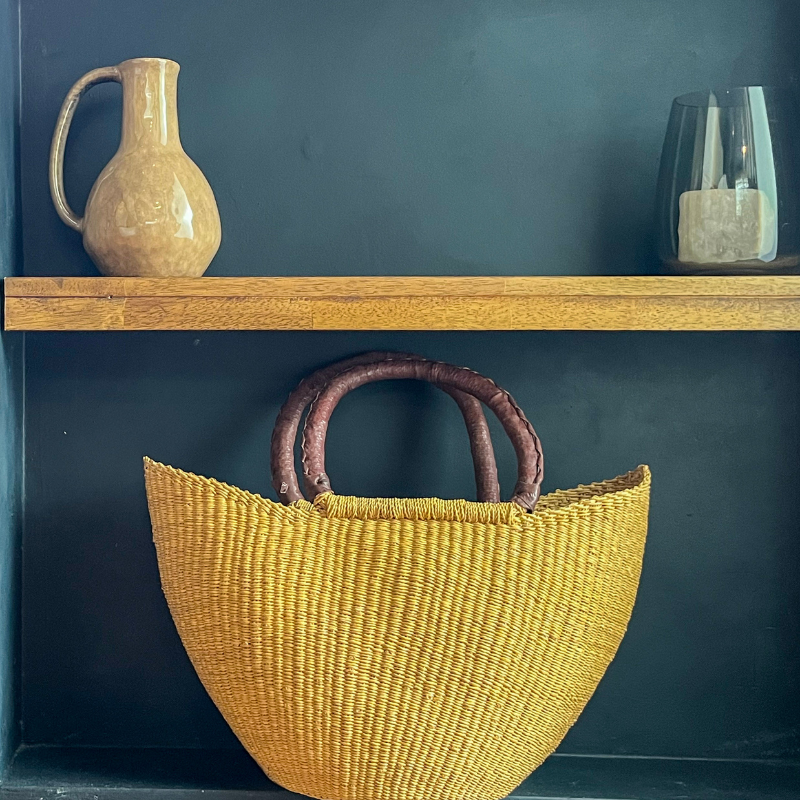 Handwoven Bolga Shopper Basket from Ghana