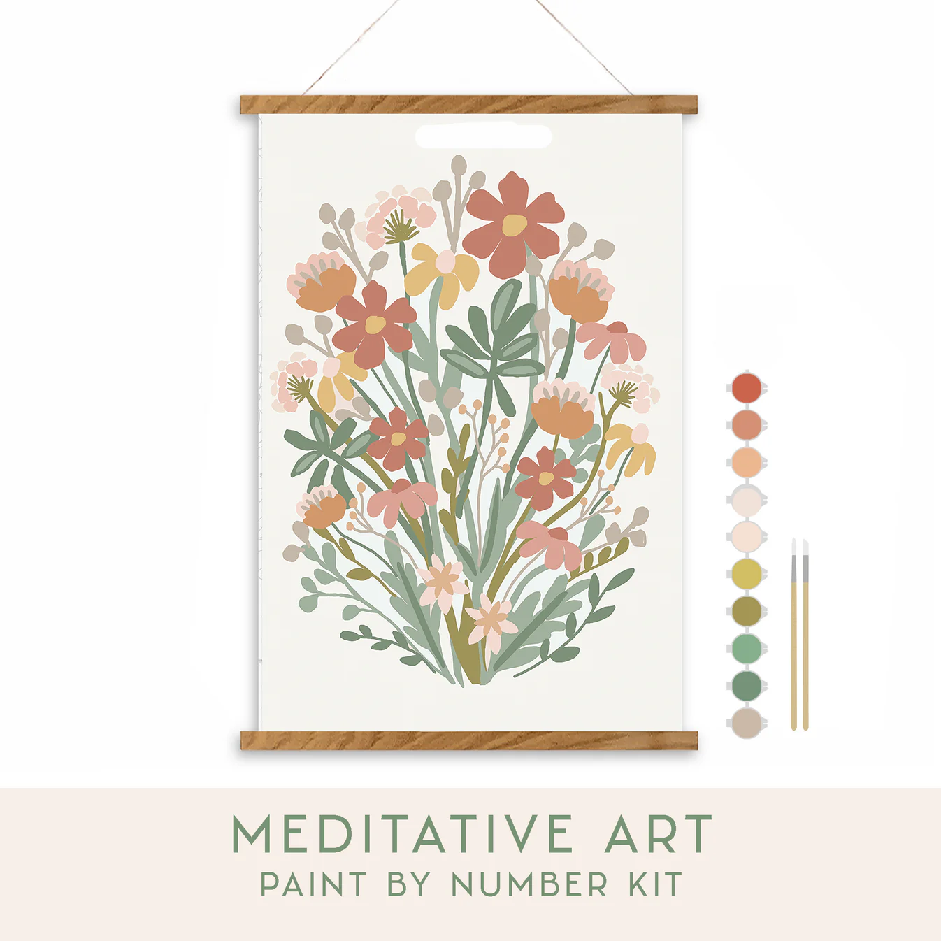 Meditative Nature Art for Relaxation and Mindfulness | Wildflowers Paint by Number Kit + Magnetic Frame